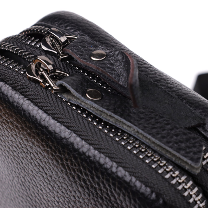 Сумка-слинг для мужчин из натуральной кожи Vintage Черный