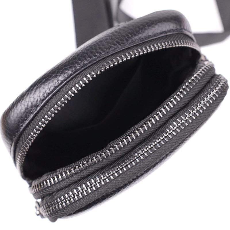 Сумка-слинг для мужчин из натуральной кожи Vintage Черный