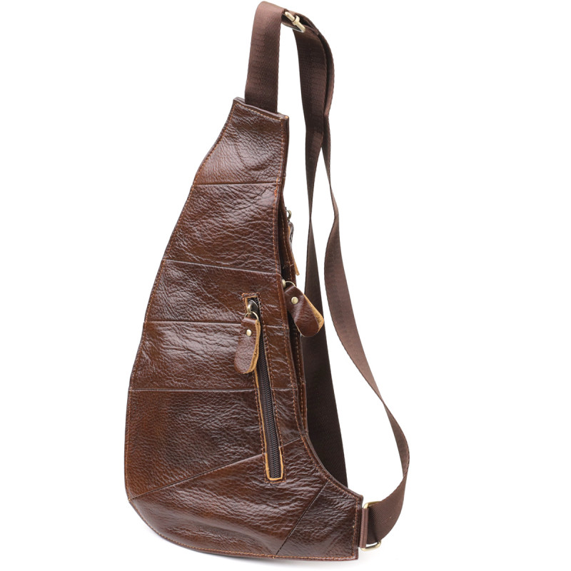 Сумка для чоловіків з великою кількістю кишень із натуральної шкіри Vintage Коричневий