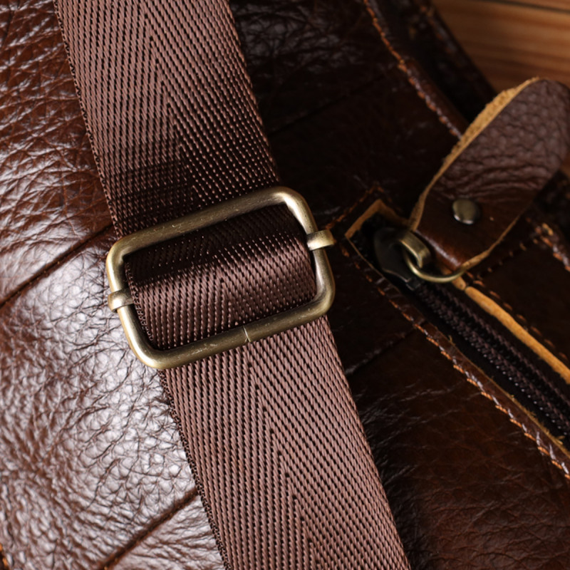 Сумка для чоловіків з великою кількістю кишень із натуральної шкіри Vintage Коричневий