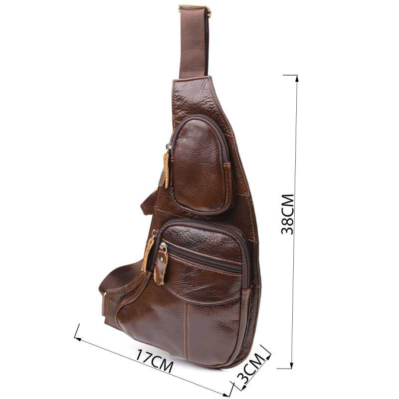 Сумка для чоловіків з великою кількістю кишень із натуральної шкіри Vintage Коричневий