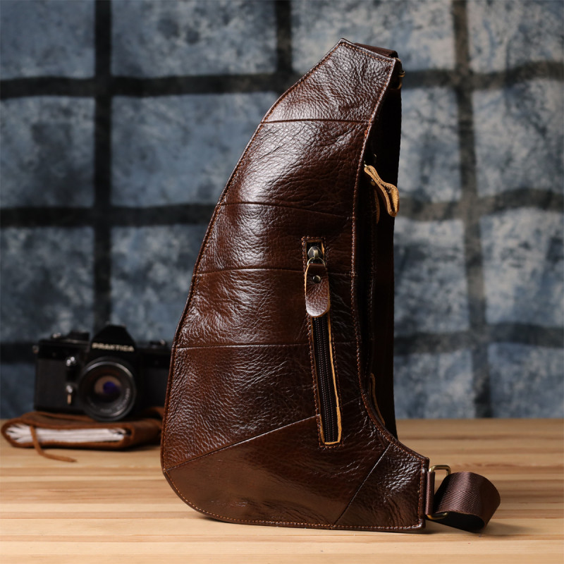 Сумка для чоловіків з великою кількістю кишень із натуральної шкіри Vintage Коричневий