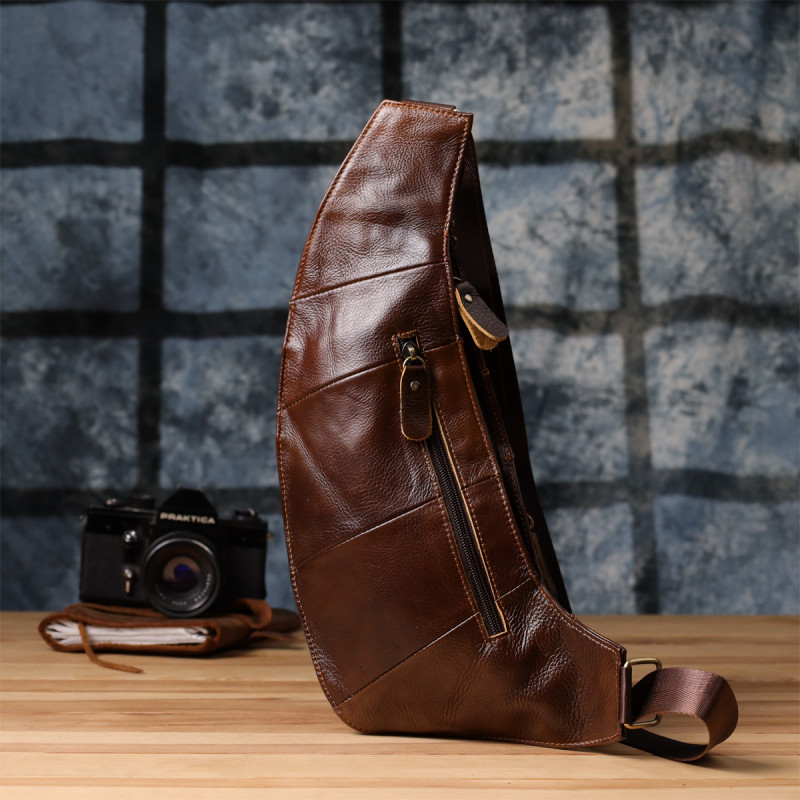 Мужская сумка с большим количеством карманов из натуральной кожи Vintage Коричневый