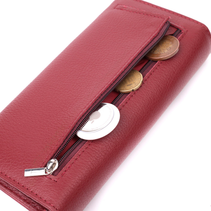Горизонтальный женский кошелек из натуральной кожи ST Leather Бордовый