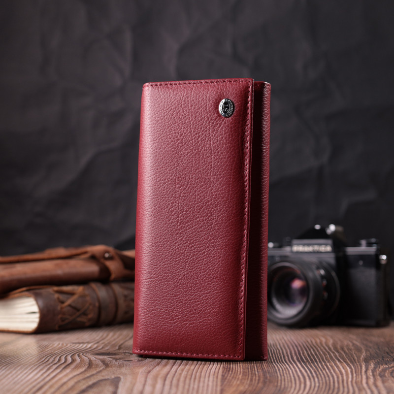 Горизонтальный женский кошелек из натуральной кожи ST Leather Бордовый