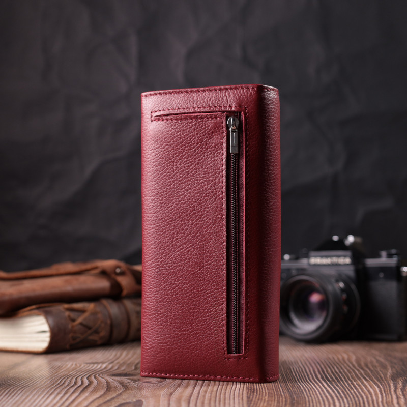 Горизонтальный женский кошелек из натуральной кожи ST Leather Бордовый