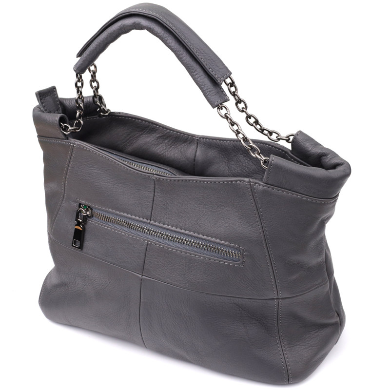 Повседневная сумка для женщин из натуральной кожи Vintage Серый