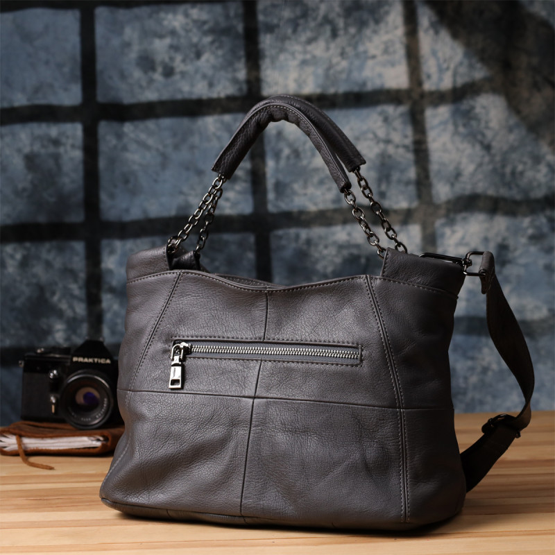 Повсякденна сумка для жінок з натуральної шкіри Vintage Сірий