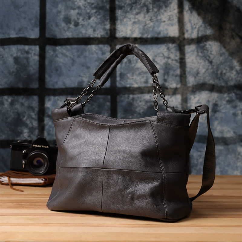 Повседневная сумка для женщин из натуральной кожи Vintage Серый