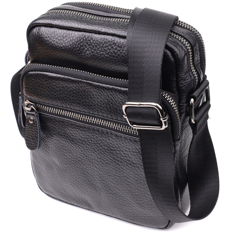 Мужская сумка на плечо из натуральной кожи Vintage Черный