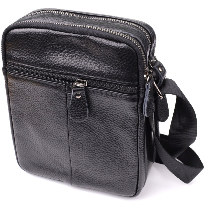 Мужская сумка на плечо из натуральной кожи Vintage Черный