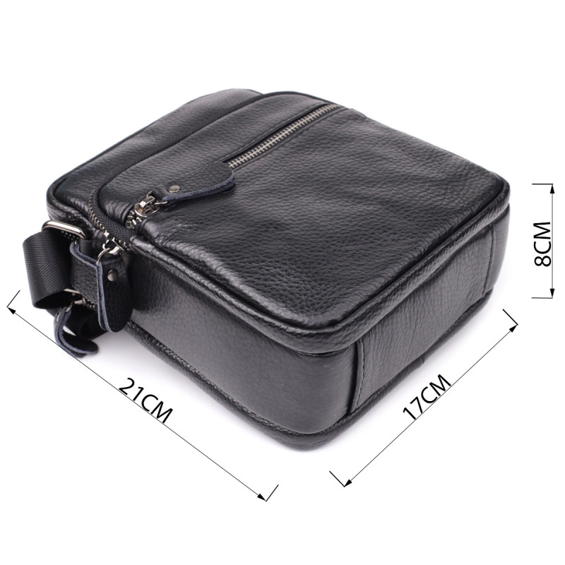 Мужская сумка на плечо из натуральной кожи Vintage Черный