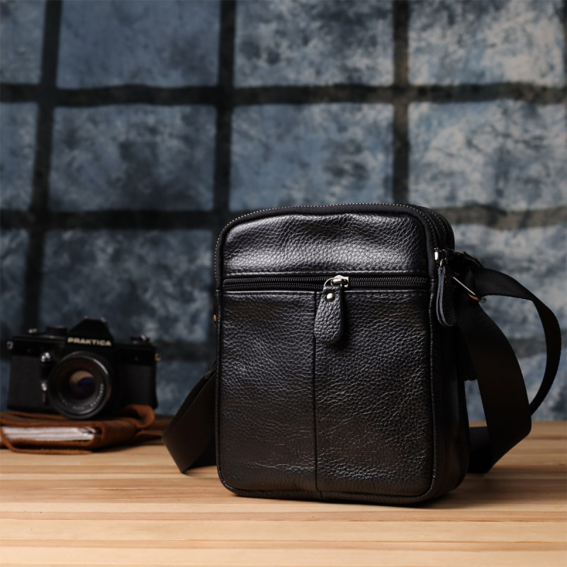 Мужская сумка на плечо из натуральной кожи Vintage Черный