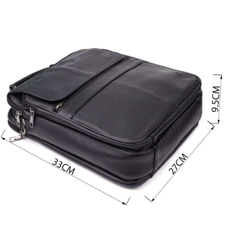 Мужская сумка с ручкой для переноса в руке из натуральной кожи Vintage Черный