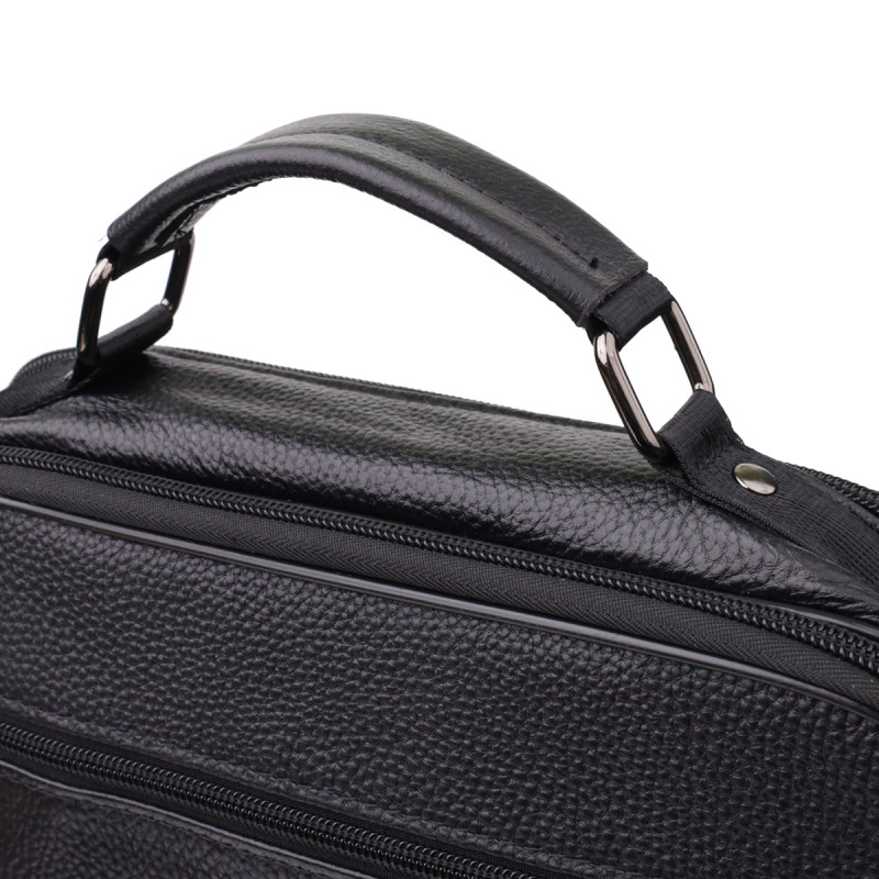 Мужская сумка с ручкой для переноса в руке из натуральной кожи Vintage Черный