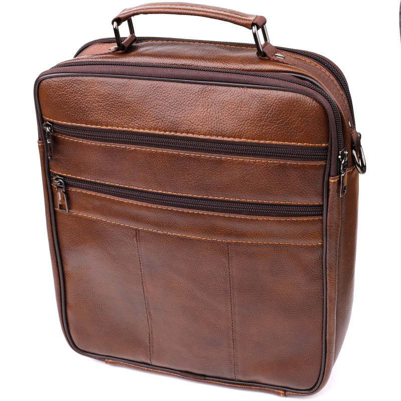 Сумка для чоловіків з ручкою для перенесення в руці з натуральної шкіри Vintage Коричневий