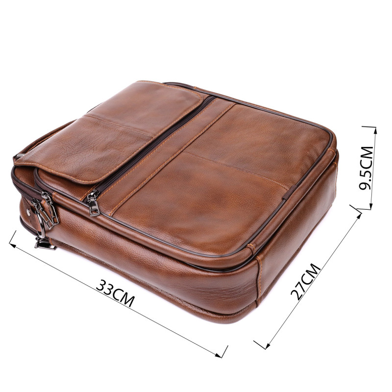 Сумка для чоловіків з ручкою для перенесення в руці з натуральної шкіри Vintage Коричневий