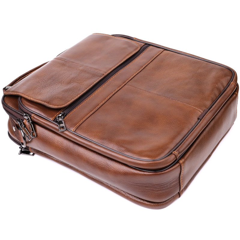Сумка для чоловіків з ручкою для перенесення в руці з натуральної шкіри Vintage Коричневий