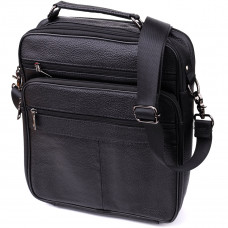 Сумка мужская с ручкой для переноса в руке из натуральной кожи Vintage Черный