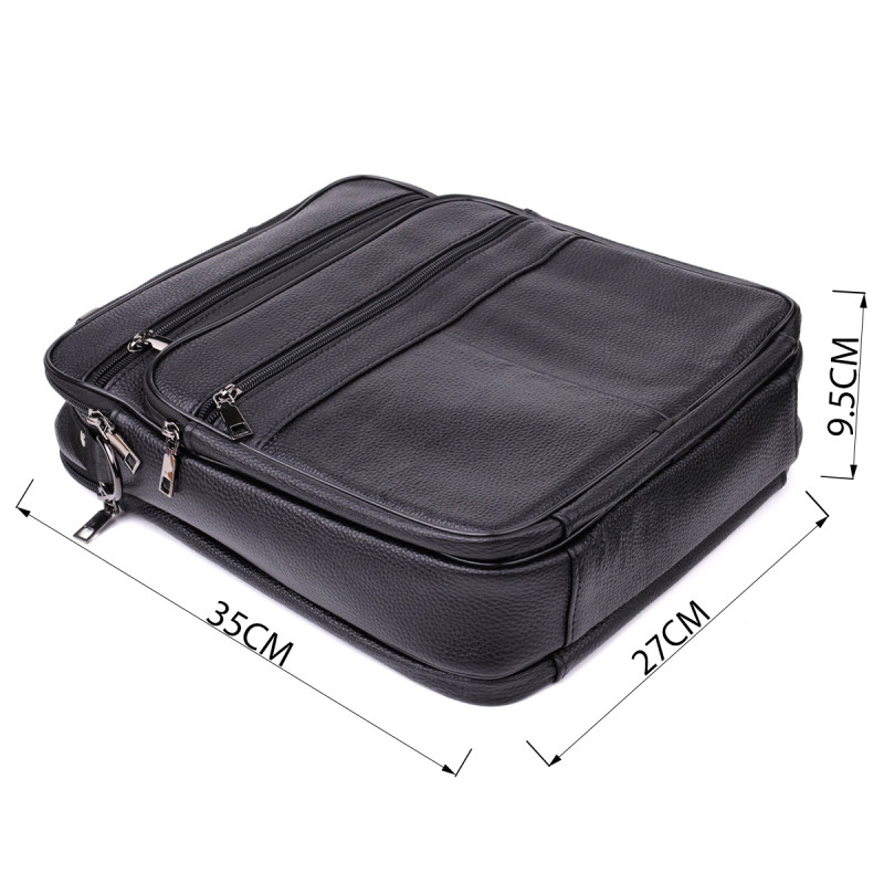 Сумка мужская с ручкой для переноса в руке из натуральной кожи Vintage Черный