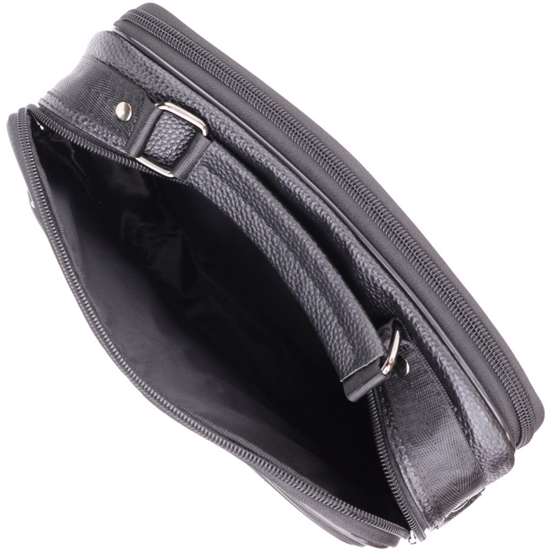 Сумка мужская с ручкой для переноса в руке из натуральной кожи Vintage Черный