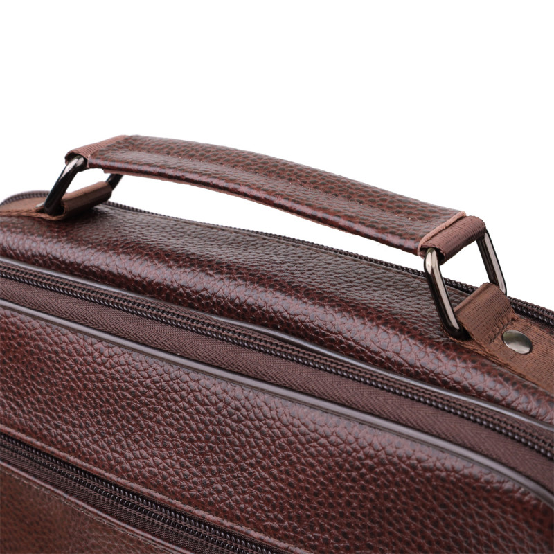 Сумка мужская с ручкой для переноса в руке из натуральной кожи Vintage Коричневый