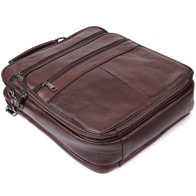 Сумка мужская с ручкой для переноса в руке из натуральной кожи Vintage Коричневый