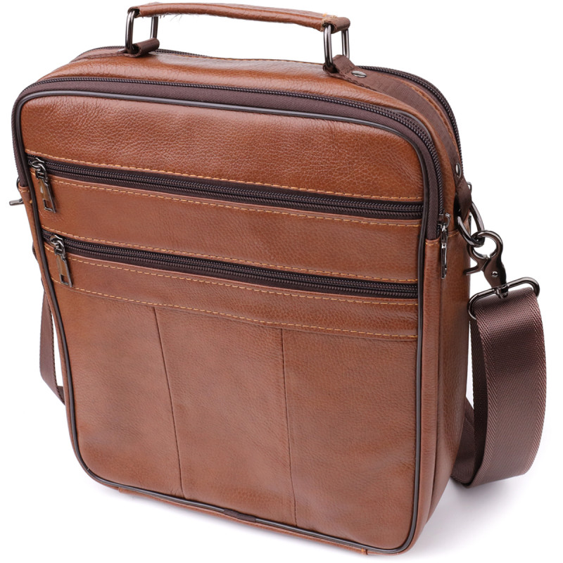 Сумка мужская с ручкой для переноса в руке из натуральной кожи Vintage Светло-коричневый