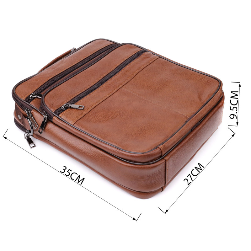 Сумка мужская с ручкой для переноса в руке из натуральной кожи Vintage Светло-коричневый