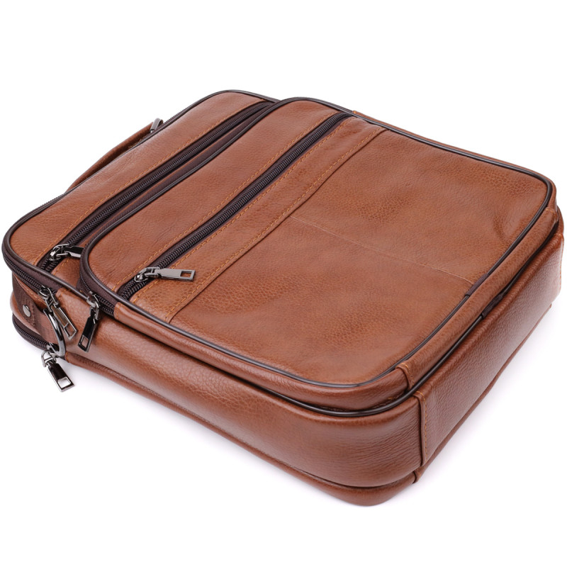 Сумка мужская с ручкой для переноса в руке из натуральной кожи Vintage Светло-коричневый