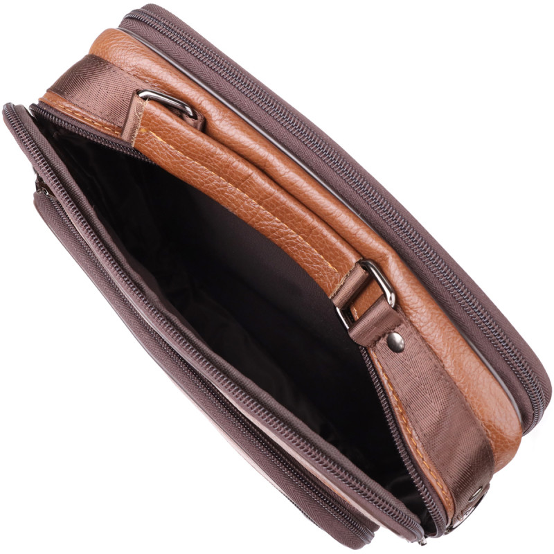 Сумка мужская с ручкой для переноса в руке из натуральной кожи Vintage Светло-коричневый