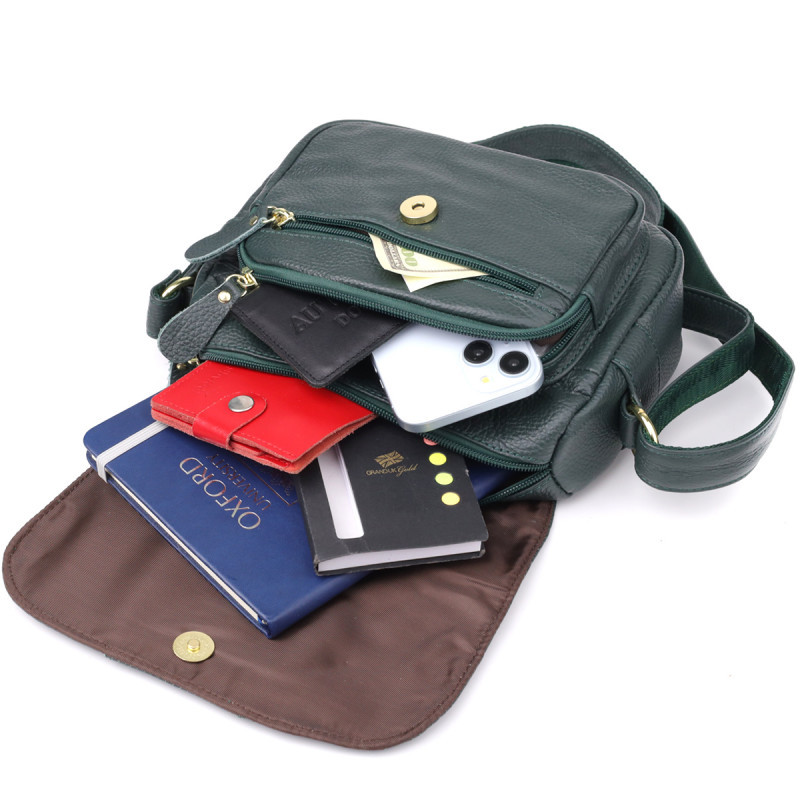 Повсякденна жіноча сумка з натуральної шкіри Vintage Зелений