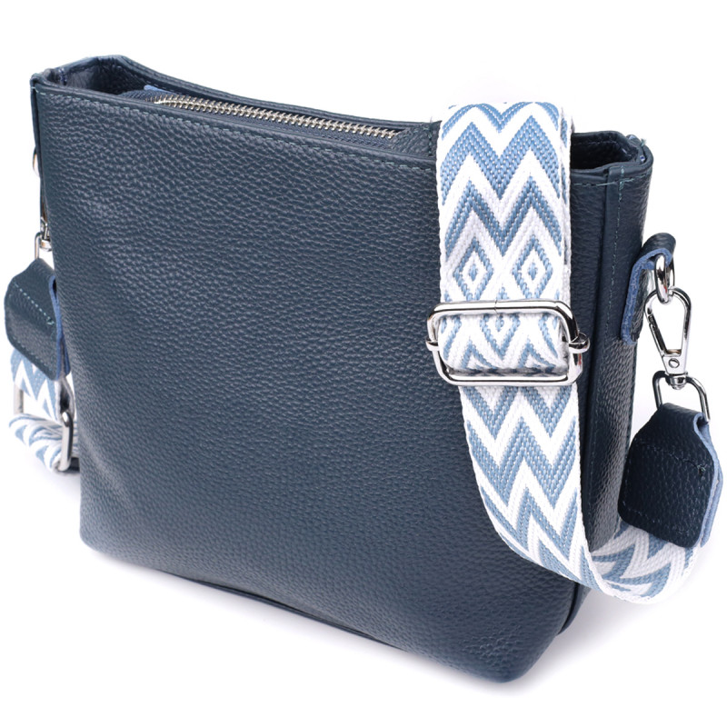 Повседневная женская сумка на плечо из натуральной кожи Vintage Голубой