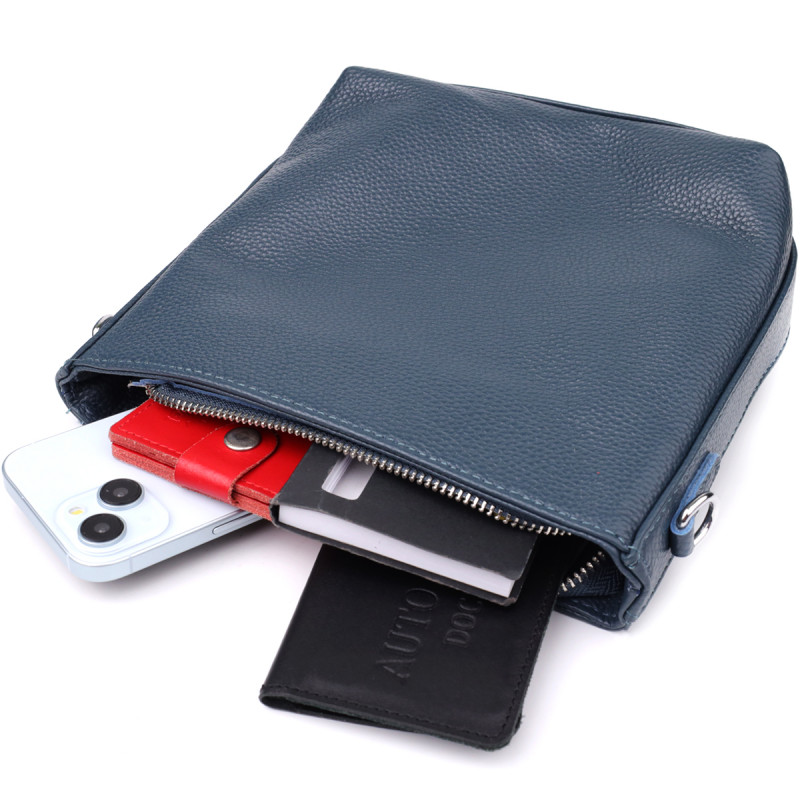 Повседневная женская сумка на плечо из натуральной кожи Vintage Голубой