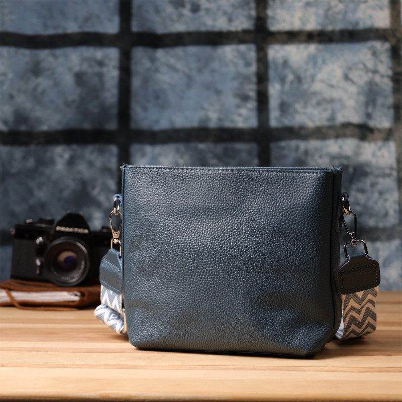 Повседневная женская сумка на плечо из натуральной кожи Vintage Голубой