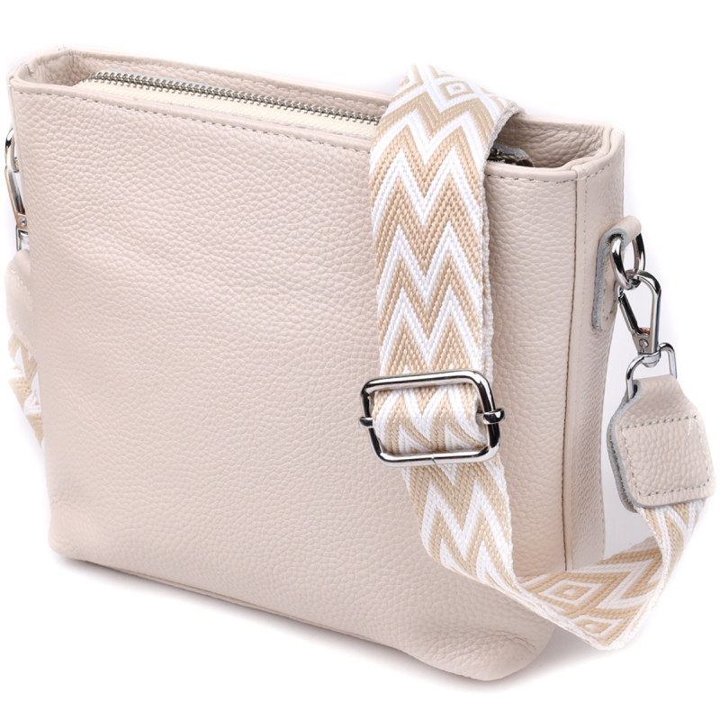 Повседневная плечевая сумка из натуральной кожи Vintage Белый