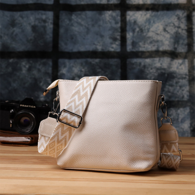 Повсякденна плечова сумка з натуральної шкіри Vintage Білий