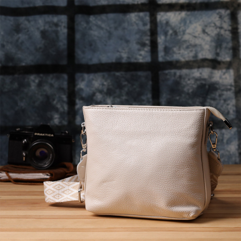 Повседневная плечевая сумка из натуральной кожи Vintage Белый