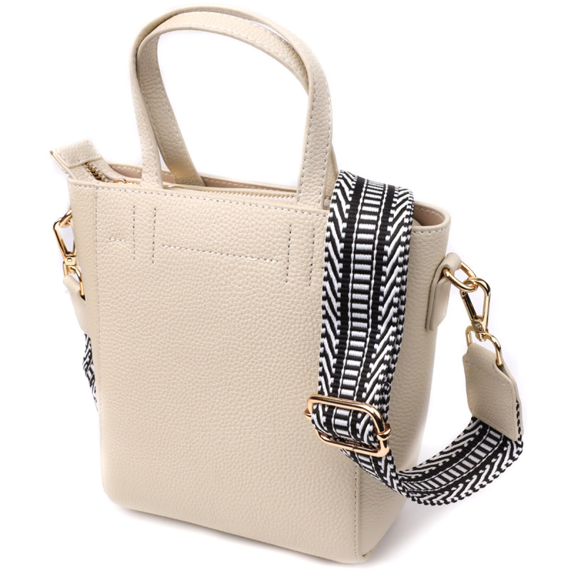 Сумка для женщин из натуральной кожи с модным трапециевидным кроем Vintage Белый