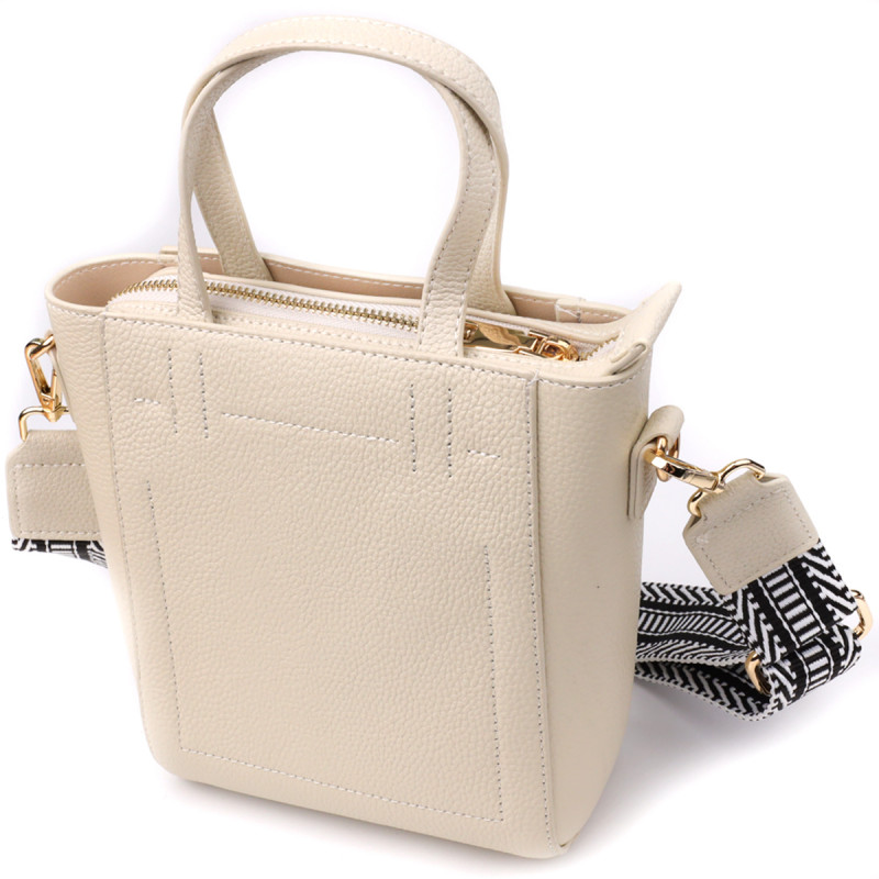 Сумка для женщин из натуральной кожи с модным трапециевидным кроем Vintage Белый