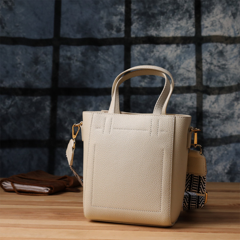 Сумка для женщин из натуральной кожи с модным трапециевидным кроем Vintage Белый