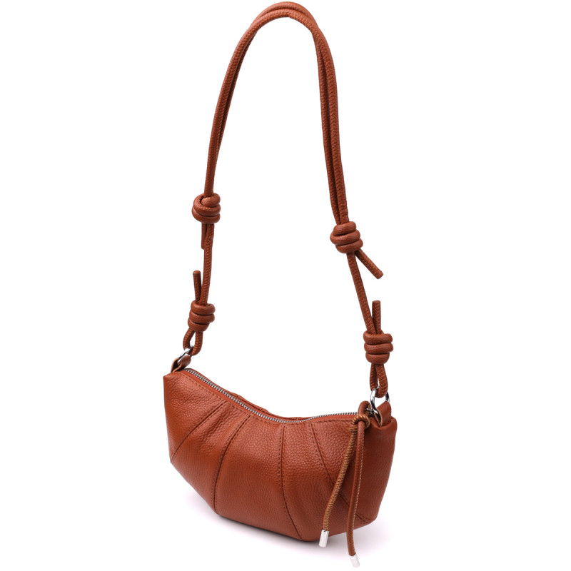 Напівкругла сумка жіноча з натуральної шкіри Vintage Коричневий