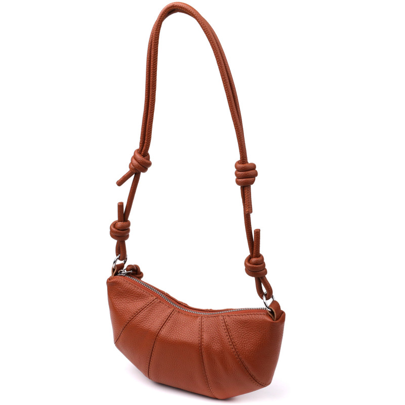 Напівкругла сумка жіноча з натуральної шкіри Vintage Коричневий