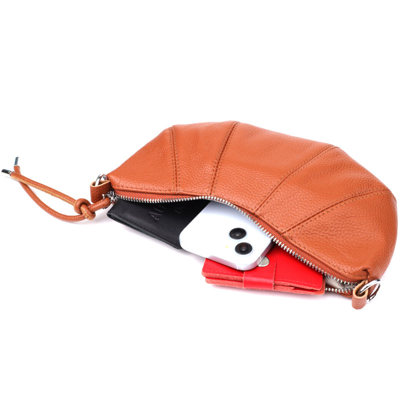 Напівкругла сумка жіноча з натуральної шкіри Vintage Коричневий