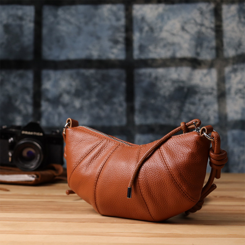 Напівкругла сумка жіноча з натуральної шкіри Vintage Коричневий