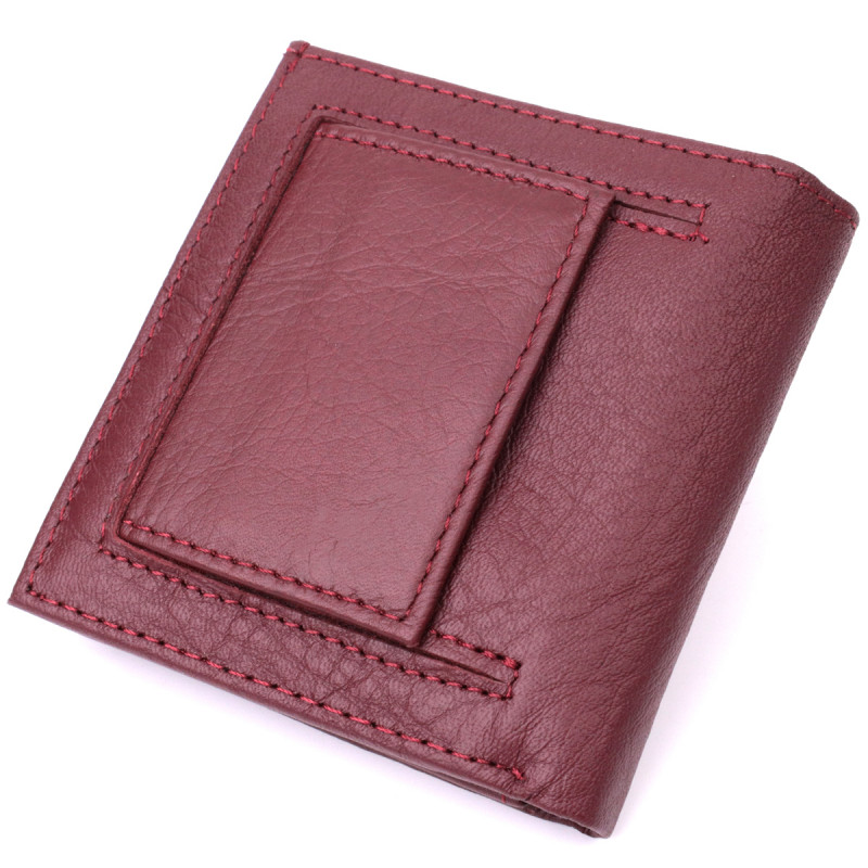 Компактный женский кошелек из натуральной кожи ST Leather Бордовый