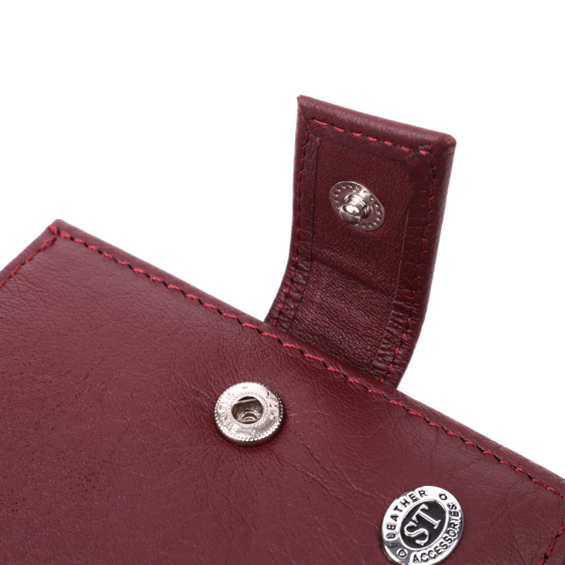 Компактный женский кошелек из натуральной кожи ST Leather Бордовый