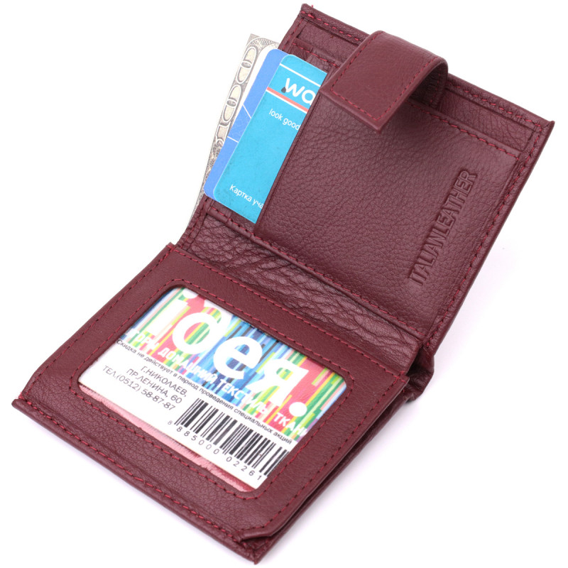 Компактный женский кошелек из натуральной кожи ST Leather Бордовый