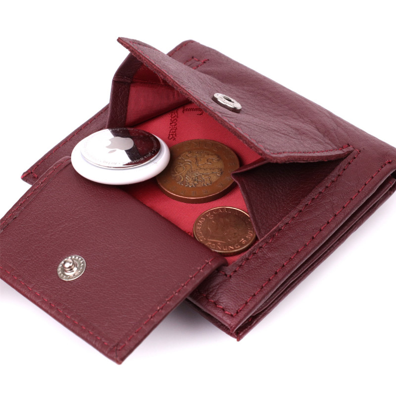 Компактный женский кошелек из натуральной кожи ST Leather Бордовый