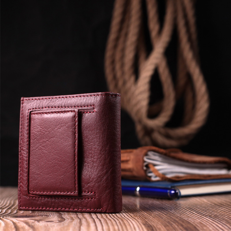 Компактный женский кошелек из натуральной кожи ST Leather Бордовый